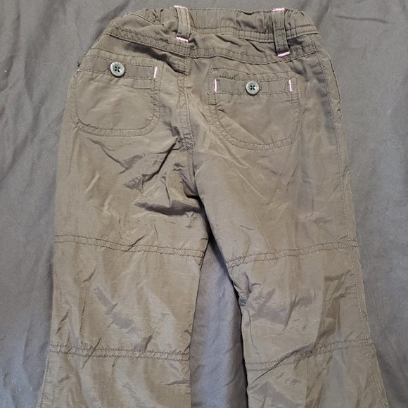 Cargo Pants Fleece Lined Inside Old Navy Brown Base Pink Accents 2T Size - Picture 4 of 4